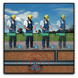 Ground microphone equipment used to pinpoint an underground water leak
