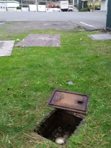 Seattle commercial property water meter serving a business nearly 600 feet away