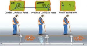 Sonic leak detection equipment used to listen for underground water leaks