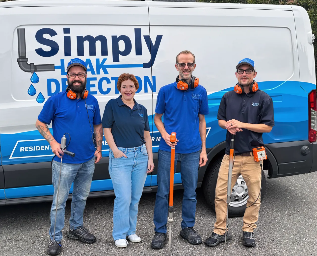 The Simply Leak Detection team with their service van and leak detection equipment